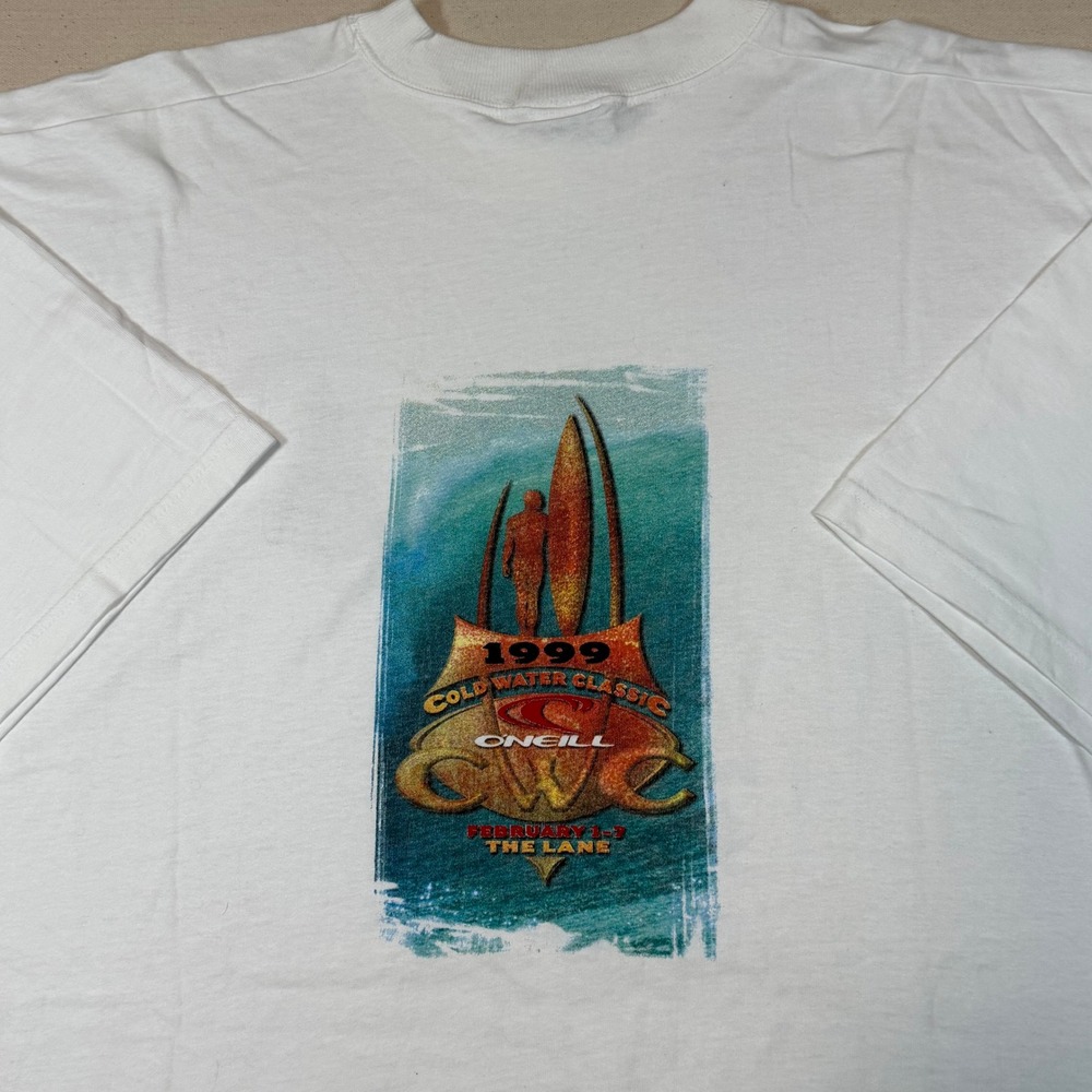 Vintage 1999 O'Neill Cold Water Classic CWC Surf T-Shirt White XXL The Lane - Picture 6 of 6